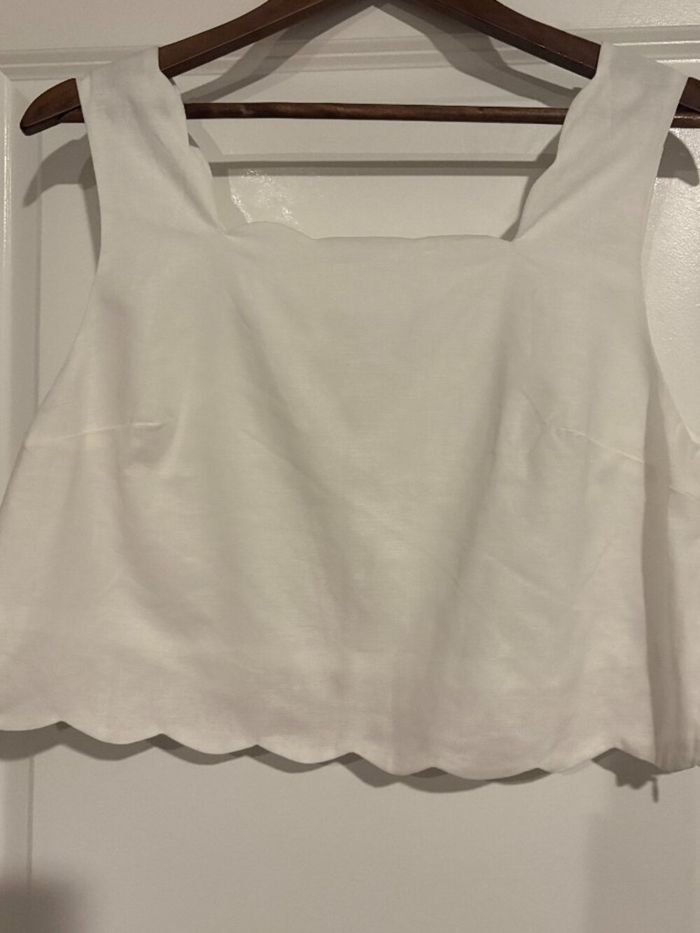 Petal + Pup Cloud White Scalloped Crop Top